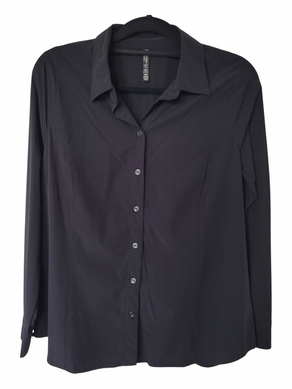 ✅ Calvin Klein Black Performance Stretch Button down Top Blouse size M